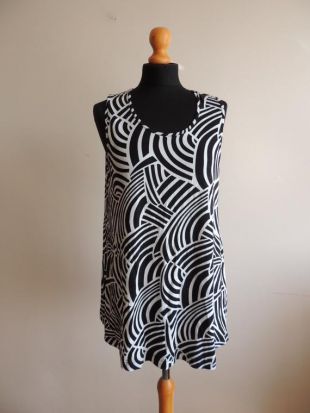 Vintage FINNWEAR noir et blanc A long en forme de débardeur, imprimé vagues, taille S vrac