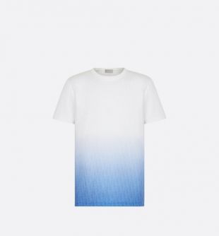 T-shirt à motif Dior Oblique Jersey à dégradé blanc et bleu