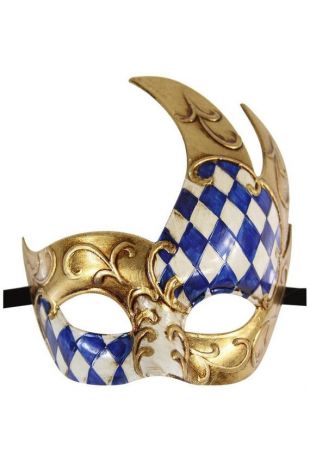 Masque de luxe masque Design Vintage bal Mardi Gras musicale Masquerade à carreaux bleu or