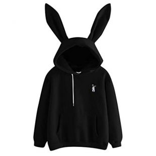 Women's Grils Rabbit Hoodie Sweater Long Sleeve Bunny Ear Pullover Tops