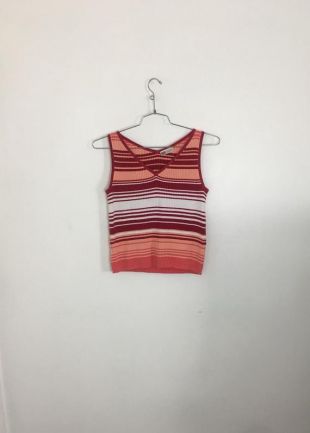 des années 90 blanc rose rouge de faded Glory côtes Vneck chemise pêche à travers de la poitrine rayure womens grand v unisexe col décolleté top tunique grunge taille l 4 6