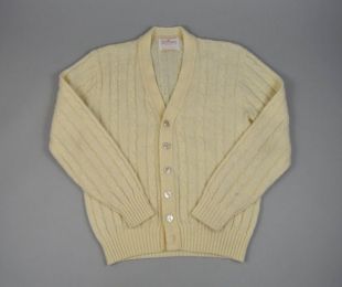 vintage 1970s/1980s Ivory Cable Knit Cardigan par Jantzen Taille Moyenne