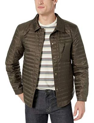 Lightweight Nylon Quilted Leroy Jacket, Olive/Orange Interior, L