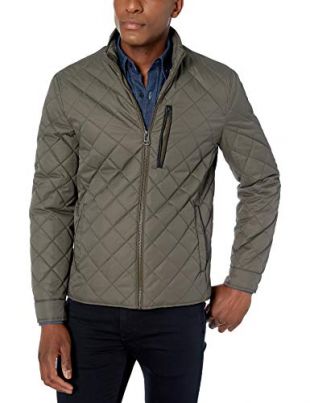 Cole Haan Men's Quilted Nylon Jacket, Olive, Medium