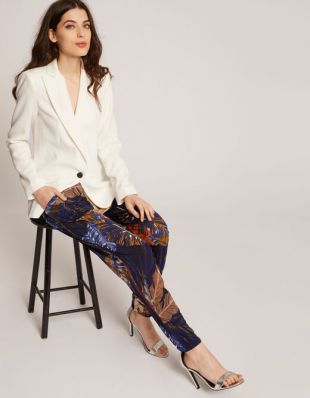 Pantalon droit imprimé végétal multico femme
