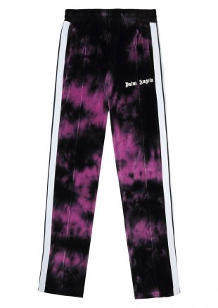 Purple tie-dye track pants