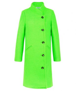 Bright Acid Neon Green Wool Double-breasted Coat Long Street Suzane