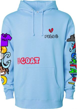 Capalot Apparel Polo G Light Blue The Goat Merch Hoodie - Resttee