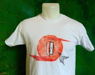 colibri avec coucher du soleil, t-shirt, imprimé bloc lino