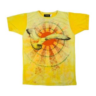 70s Deadstock Hippie Sun and Bird T-Shirt - Taille Moyenne