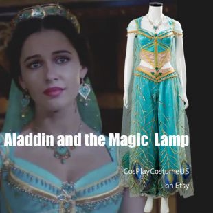 The dress blue Jasmine (Naomi Scott) in Aladdin