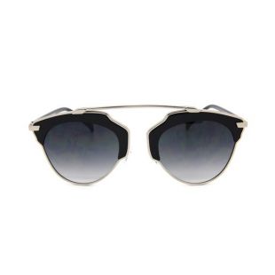 Lunettes de soleil pour femmes rondes Mode Gafas de Sol (fr)  Cadre d'argent noir (fr) Gradient Lens Fancy Shades