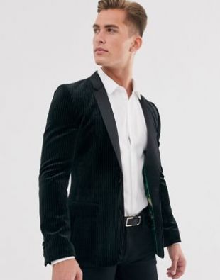 Blazer Velours Homme - Coupe Ajustée - Pour Mariage, Soirée, Quotidien - Élégant Et Confortable