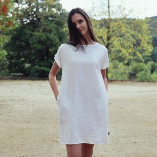 Linen Summer Dress Short Sleeves Various Colours. Loose-fitting dress. Lithuanian linen