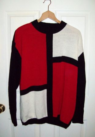 vintage Red, Black - White Color Block Pullover Sweater par Alfred Dunner Large Only 6 USD