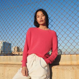 Col Rond Maille Perlée Coton en cachemire