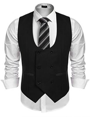 Slim Fit Dress Suits Double Breasted Solid Vest Waistcoat