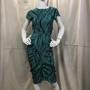80s Wiggle Dress Party Turquoise Black // Rockabilly Style Short Sleeve SEXY Taille Small Women’s US 2