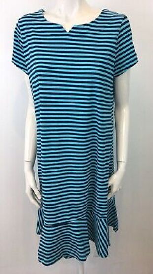 Striped Nautical Turquoise & Blue Short Sleeve Dress