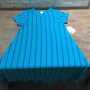 Short sleeve dressurquoise blue stripes  | eBay