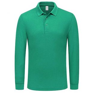 Long Sleeve Polo Shirts Regular-Fit Cotton Golf Polo Shirts Green