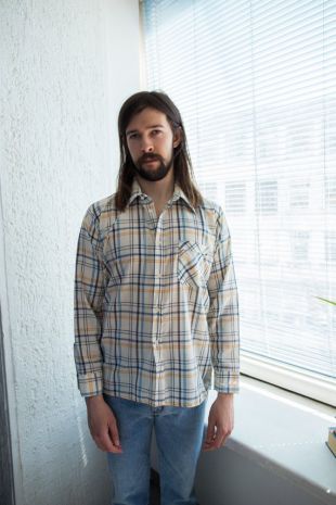 Vintage 70's Cream Checked Shirt