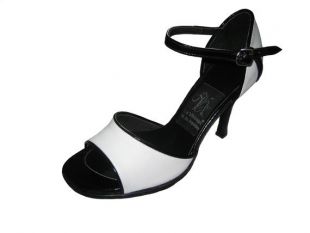 Unbranded - BLACK - White Tango Shoes, Ankle Strap, Open Toe, Closed ...