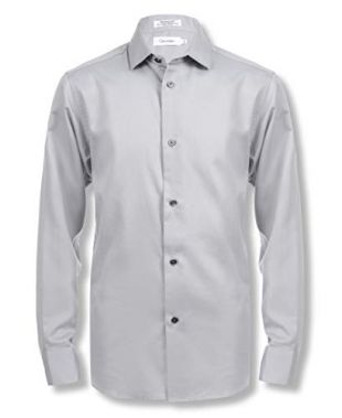 Long Sleeve Sateen Dress Shirt, Grey, 14