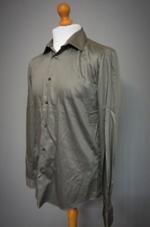 Vintage hommes gris chemise satin effet taille M/L