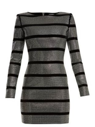 Crystal-embellished striped mini dress
