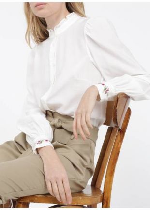 CHEMISE COL VICTORIEN BRODÉ BLANC