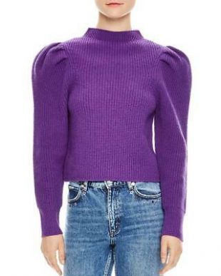 Sandro Hibou Ribbed Oversize-Shoulder Wool Sweater