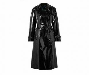 PVC Black Vinyl Women’s Long Trench Coat