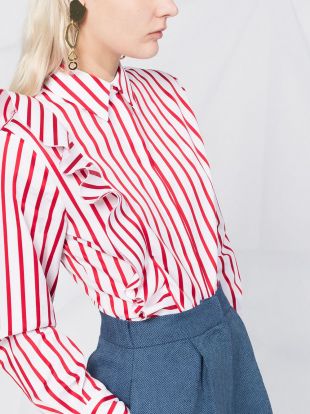Chemise Rayée à Manches Volantées - Farfetch