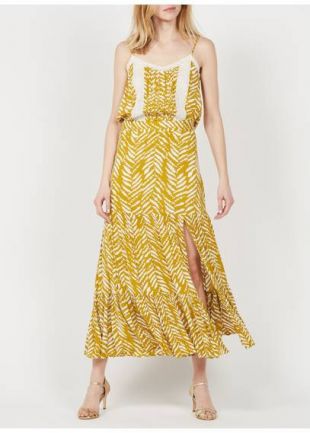 JUPE LONGUE À VOLANTS IMPRIMÉE ZÉBRE EN CRÊPE TOURNESOL