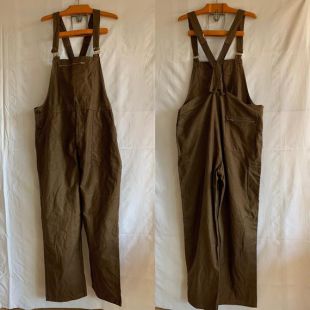 vintage Français Un-Worn Brown Dungarees Size L, Brown Pants, 1960's Un-worn Workwear, Farm, Railway, DB24