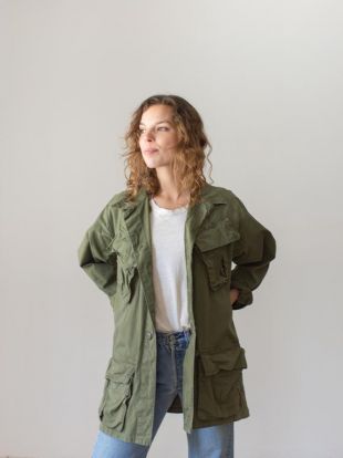 vintage Olive Green Ripstop Jungle Jacket | Armée militaire | S M | Splotches Imparfait |