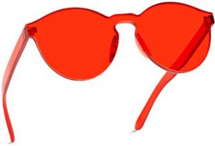 Colorful Transparent Round Super Retro Sunglasses (Red, 59)