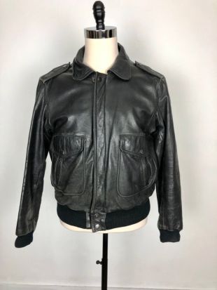 KILLER 1970s Black Leather Bomber Jacket