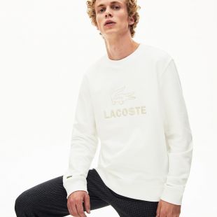 Sweatshirt en molleton de coton uni avec logo brodé
