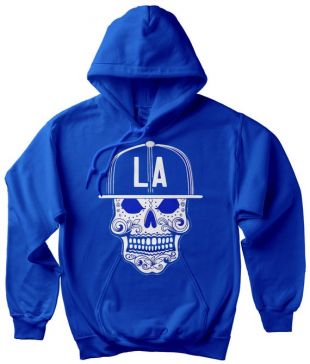 Hommes Royal Blue Los Angeles Hoodie mexicain Aztec Art Sugar Skull Mask LA Hooded Pullover Sweatshirt