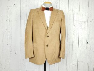 Vintage 60s Tan Faux Suede Blazer Homme 40R Sport Coat 40 Regular One Vent Soft Smoking Jacket Retro Unique Office Wear Wedding Prom
