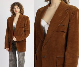 vintage Brown Corduroy Sport Coat - Medium Homme Veste Button Up Western Blazer des années 70 80