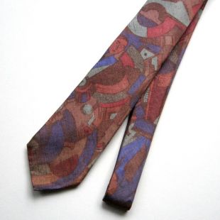 vintage Mens Tie - Bugle Boy - 1980's - Necktie, Retro tie, Mens suit accessory, Brown and blue, Geometric, Rayon and viscose, Made in USA