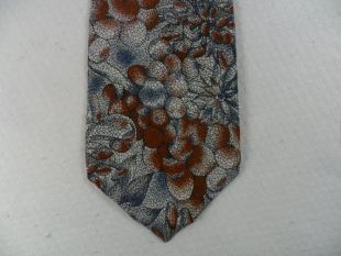 cravate vintage - Nino Cerruti - Pure Silk - Brown and Blue -Crepe Silk -Flower tie -Floral Tie - Mans Necktie 56 x 3.75 The Crazy Tie Guy T1258