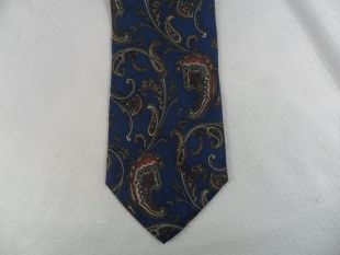 vintage Geoffrey Beene Tie Pure Silk Paisley Blue et Brown Men's Necktie 58 x 3.75 The Crazy Tie Guy T1454