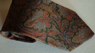 Kenson Classics Gitman Bros 100% cravate en soie pure vert cravate avec brun bleu paisley imprimé Main fait vintage Father’s Day idées cadeaux pour lui