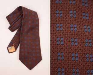 70s Laureate kipper tie // texturé // brun et bleu