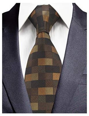 Brown Plaid Silk Ties for Wedding