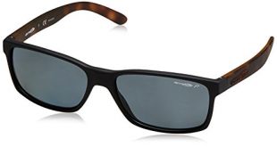 Men's AN4185 Slickster Rectangular Sunglasses, Fuzzy Black/Polarized Grey, 59 mm
